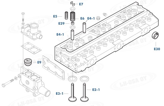 MF - 1000-sarja - Moottorinosat - 6-syl.kansi