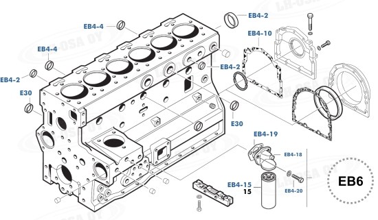 MF - 1000-sarja - moottorinosat - 6 syl.lohko