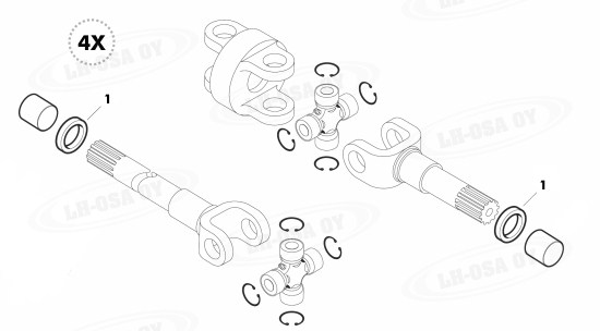 MF - 100-sarja - Etuakselinosat 4WD - vetoakseli