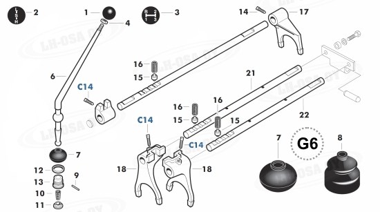 MF - 100-sarja - vaihteistonosat - 6v keppi ja vaihtajat