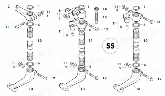 MF - 200-sarja - Etuakselinosat - ohjausakseli