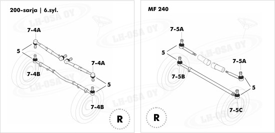 MF - 200-sarja - etuakselinosat 2wd - R.T. 6syl & MF240