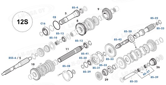 MF - 200-sarja - Vaihteistonosat - 12-vaihteisto