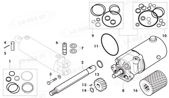 MF - 500-sarja - Etuakselinosat 2wd - hyrdst. ohj.tehostin