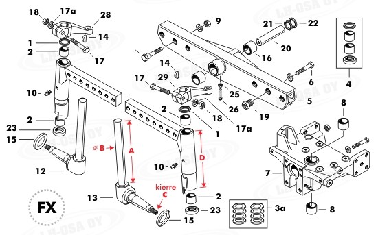 MF - 600-sarja - etuakselinosat 2wd - etuakseli