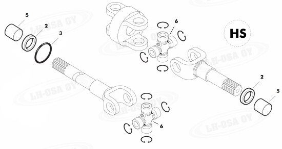 MF - 6100-sarja - etuakselinosa 4wd - vetoakseli